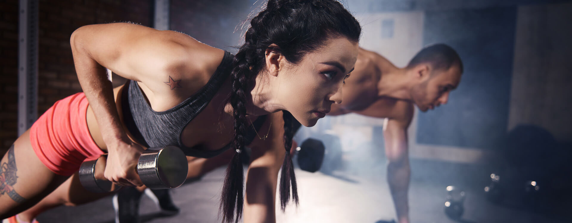 Man and woman doing exercises together