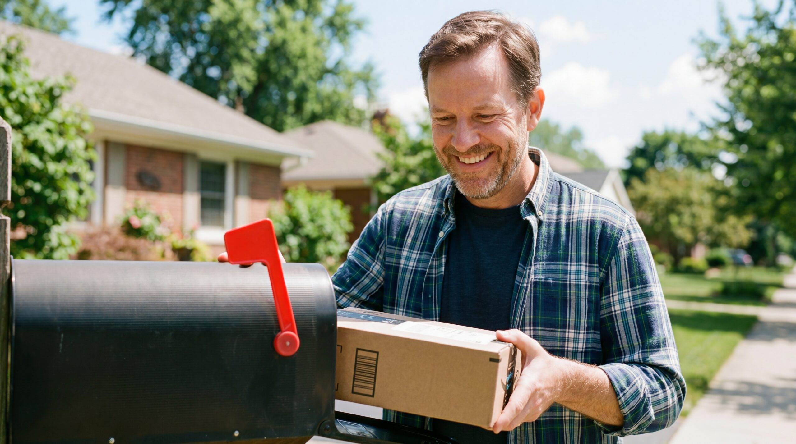 Man receiving an at-home testosterone therapy shipment