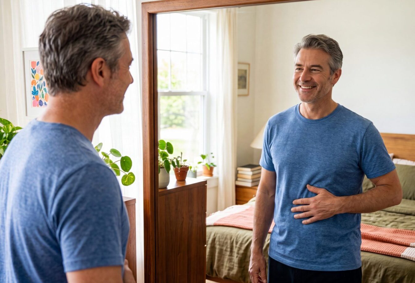 Pinching stubborn midsection fat — weight gain from hormone imbalance