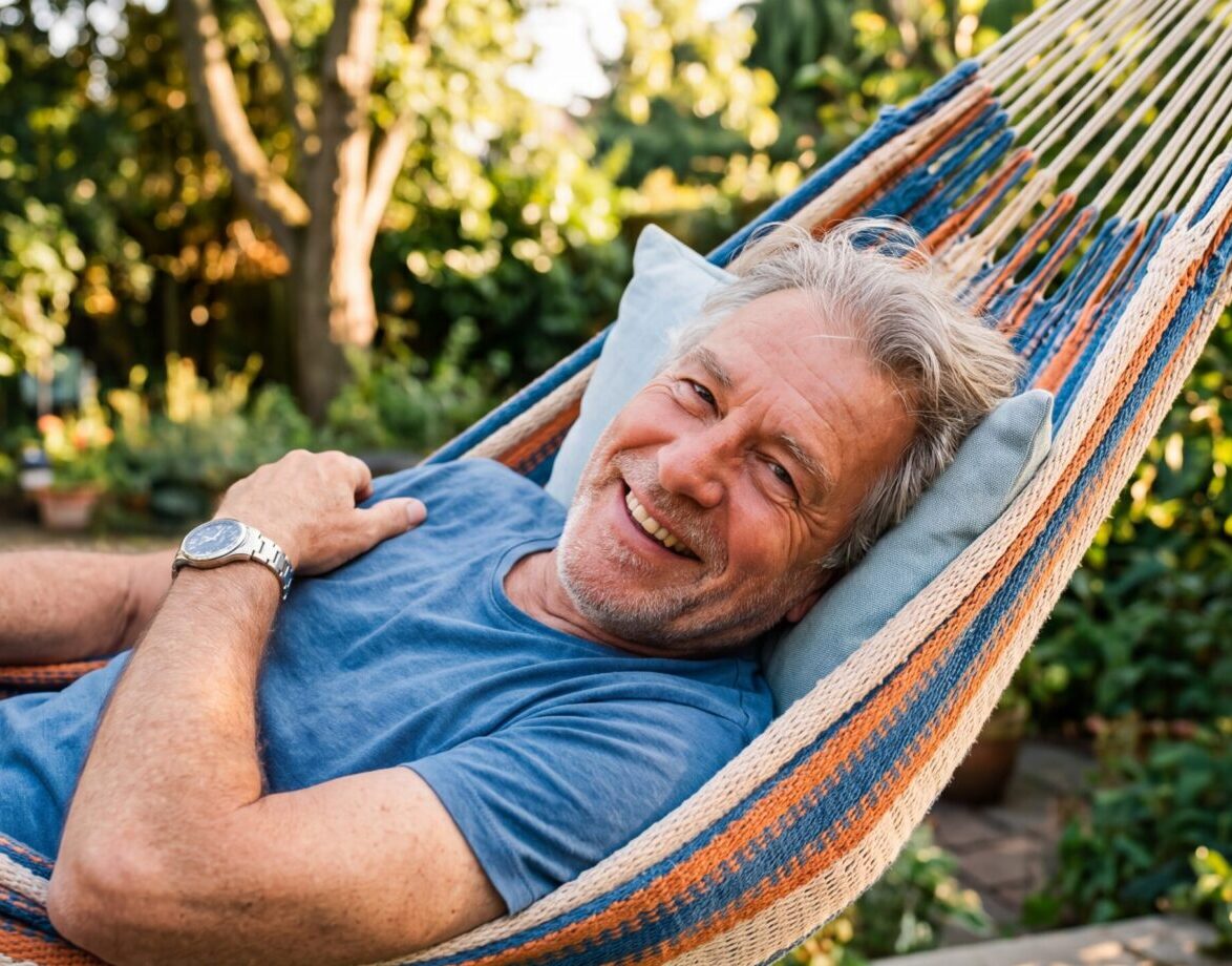 Man resting peacefully outdoors in a hammock — night sweats and hormone imbalance